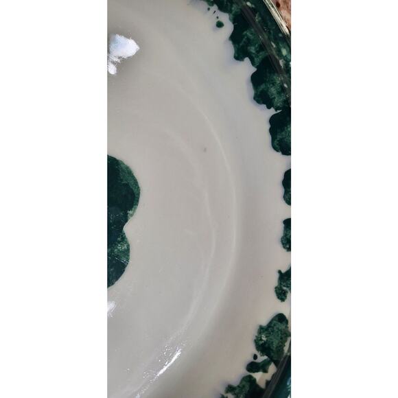 Green Clover Spongeware Pie Plate Pottery - 9" - Picture 16 of 16
